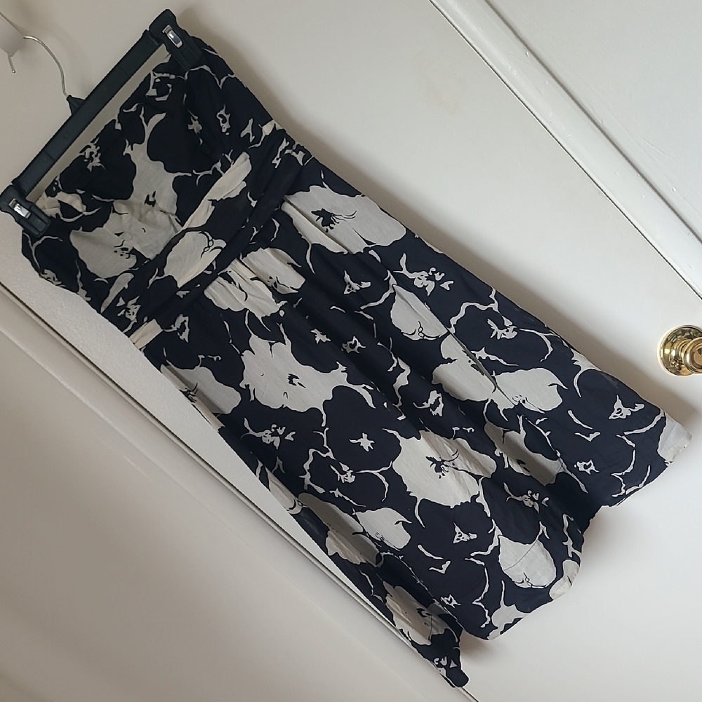 Black+Cream Floral Silk+Cotton Dress